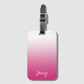 Gepersonaliseerde Hot Fuchsia Pink en White gradië Bagagelabel (Voorkant (verticaal))