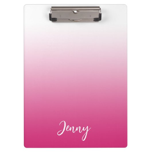 Gepersonaliseerde Hot Fuchsia Pink en White Gradie Klembord (Voorkant)