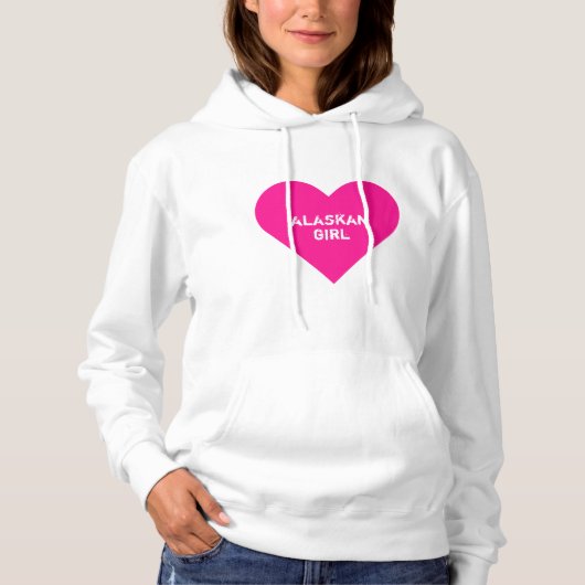 Gepersonaliseerde Hot Pink Alaskan Meisje Hart Hoodie (Voorkant)