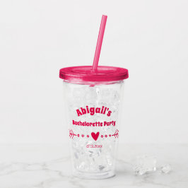 Gepersonaliseerde Hot Pink Bachelorette / Bridal P Acryl Drinkbeker