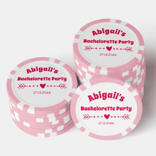 Gepersonaliseerde Hot Pink Bachelorette / Bridal P Poker Chips (Opstapeling)