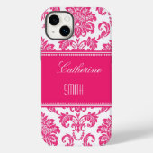 Gepersonaliseerde Hot PInk Damask Case-Mate iPhone Case (Achterkant)