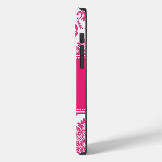 Gepersonaliseerde Hot PInk Damask Case-Mate iPhone Case (Achterkant / Links)