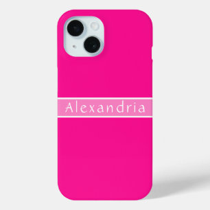 Gepersonaliseerde Hot Pink en Roze iPhone 15 Case