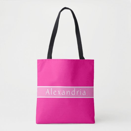 Gepersonaliseerde Hot Pink en Roze Tote Bag (Voorkant)