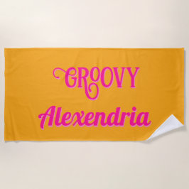 Gepersonaliseerde Hot Pink en Sinaasappel Strandlaken