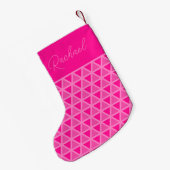 Gepersonaliseerde Hot Pink Geometric Kleine Kerstsok (Achterkant (Hangend))