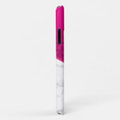 Gepersonaliseerde Hot Pink Glitter - Wit Marmeren  Case-Mate iPhone Case (Achterkant/rechts)