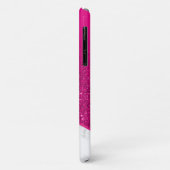 Gepersonaliseerde Hot Pink Glitter - Wit Marmeren  Case-Mate iPhone Case (Achterkant/links)