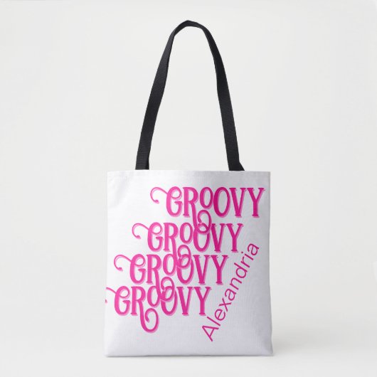 Gepersonaliseerde Hot Pink Groovy Tote Bag (Voorkant)