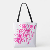Gepersonaliseerde Hot Pink Groovy Tote Bag (Achterkant)