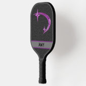 Gepersonaliseerde Hot Pink Metallic Star Pickleball Paddle (Links)