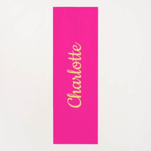 Gepersonaliseerde Hot Pink Oranje Script Typografi Yogamat (Voorkant)