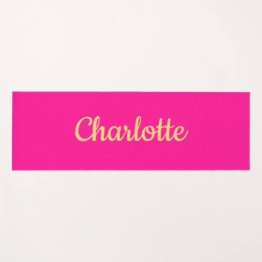 Gepersonaliseerde Hot Pink Oranje Script Typografi Yogamat (Voorkant (horizontaal))
