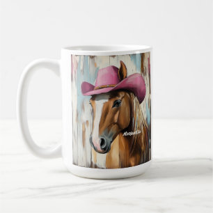 Gepersonaliseerde Hot Pink Pet Horse Girls Western Koffiemok