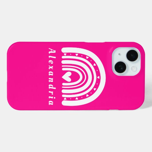 Gepersonaliseerde Hot Pink Rainbow Case-Mate iPhone Case (Achterkant (horizontaal))