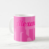Gepersonaliseerde Hot Pink Retro Koffiemok (Voorkant links)