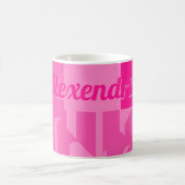 Gepersonaliseerde Hot Pink Retro Koffiemok (Center)