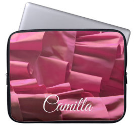Gepersonaliseerde Hot Pink Ruffles Patroon Girly N Laptop Sleeve