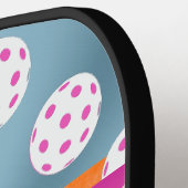 Gepersonaliseerde Hot Pink & Sinaasappel met Metal Pickleball Paddle (Links Detail)