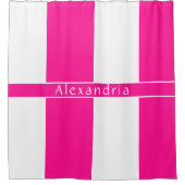Gepersonaliseerde Hot Pink Striped Douchegordijn (Voorkant)