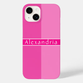 Gepersonaliseerde Hot Pink Stripes Case-Mate iPhone 14 Hoesje