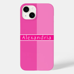 Gepersonaliseerde Hot Pink Stripes Case-Mate iPhone 14 Hoesje