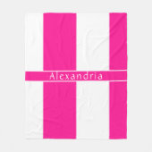 Gepersonaliseerde Hot Pink Stripes Fleece Deken (Voorkant)