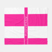 Gepersonaliseerde Hot Pink Stripes Fleece Deken (Voorkant (Horizontaal))