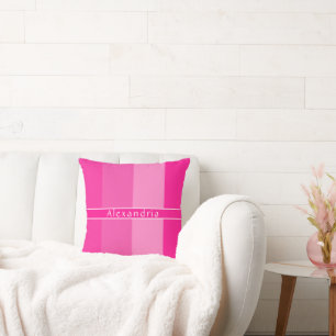 Gepersonaliseerde Hot Pink Stripes Kussen