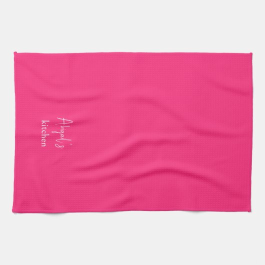 Gepersonaliseerde Hot Pink Theedoek (Horizontaal)