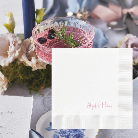 Gepersonaliseerde Hot Pink Wedding Coined Luncheon Servet