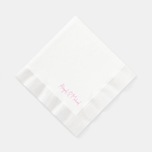 Gepersonaliseerde Hot Pink Wedding Coined Luncheon Servet (Hoek)