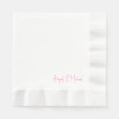 Gepersonaliseerde Hot Pink Wedding Coined Luncheon Servet (Voorkant)