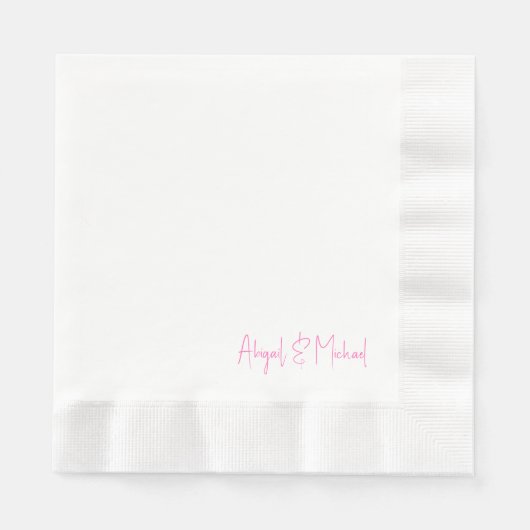 Gepersonaliseerde Hot Pink Wedding Coined Luncheon Servet (Voorkant)