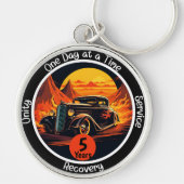 Gepersonaliseerde Hot Rod Sobriety Chip Sleutelhanger (Voorkant)