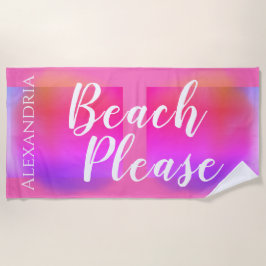 Gepersonaliseerde Hot Roze Sinaasappel Paarse Strandlaken