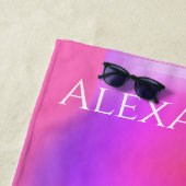 Gepersonaliseerde Hot Roze Sinaasappel Paarse Strandlaken (In situ)