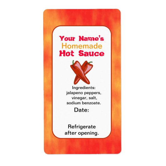 Gepersonaliseerde Hot Sauce Labels Sjabloon Chilie (Voorkant)