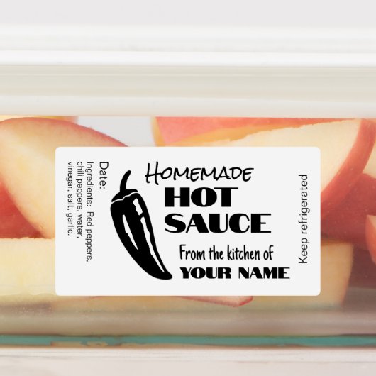 Gepersonaliseerde Hot Sauce Zelfgemaakt Zwart-wit Labels (Aangebracht)