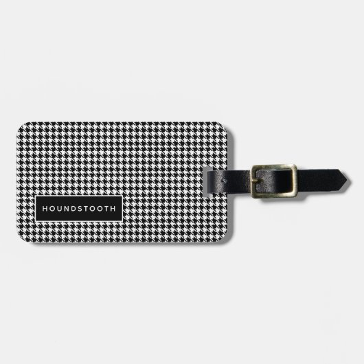 Gepersonaliseerde Houndstooth Bagagelabel Mannen h (Voorkant horizontaal)