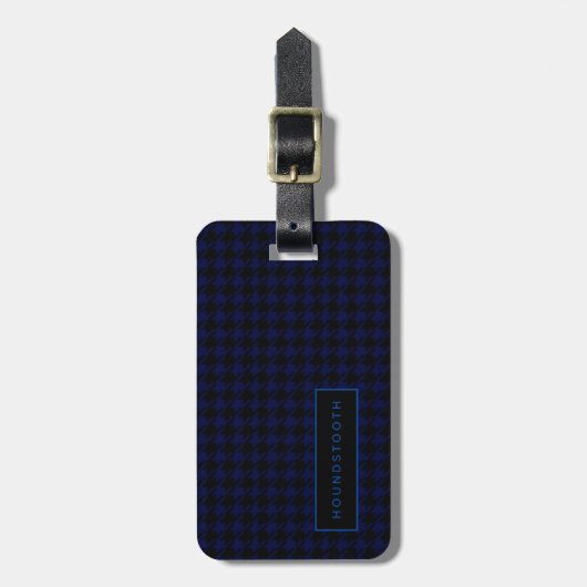 Gepersonaliseerde Houndstooth Blauw Zwart Hem Baga Bagagelabel (Voorkant verticaal)