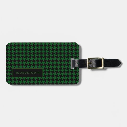 Gepersonaliseerde houndstooth Green Black Him Lugg Bagagelabel (Voorkant horizontaal)
