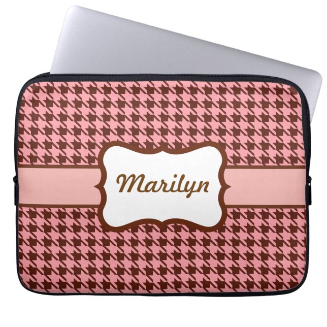 Gepersonaliseerde Houndstooth-laptoptas Laptop Sleeve (Voorkant)
