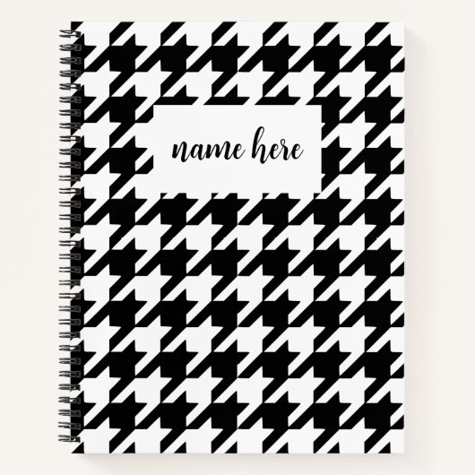 Gepersonaliseerde Houndstooth Wide Ruled Notitiebo Notitieboek (Voorkant)