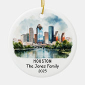 Gepersonaliseerde Houston Ornament, Texas Keramisch Ornament (Voorkant)