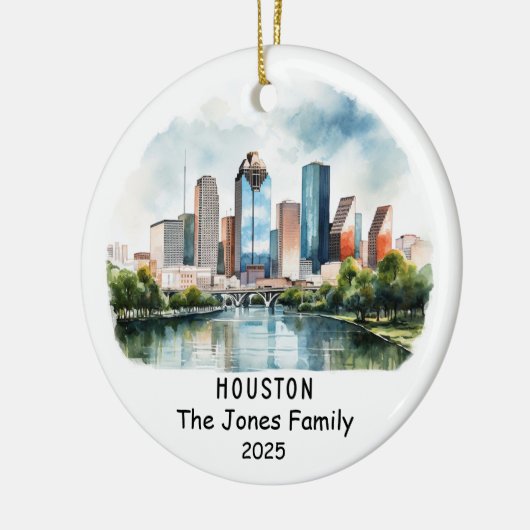 Gepersonaliseerde Houston Ornament, Texas Keramisch Ornament (Links)