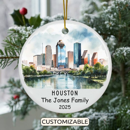 Gepersonaliseerde Houston Ornament, Texas Keramisch Ornament