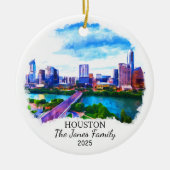 Gepersonaliseerde Houston Ornament, Texas State Keramisch Ornament (Voorkant)