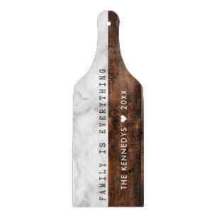 Gepersonaliseerde hout en marmer familienaam Quote Snijplank